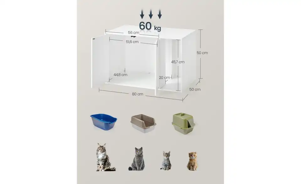 Katzen-Klo Schrank, Bemaßung