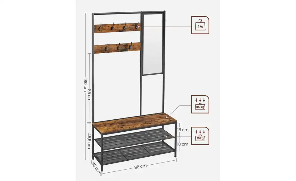 Garderobe, Bemaßung