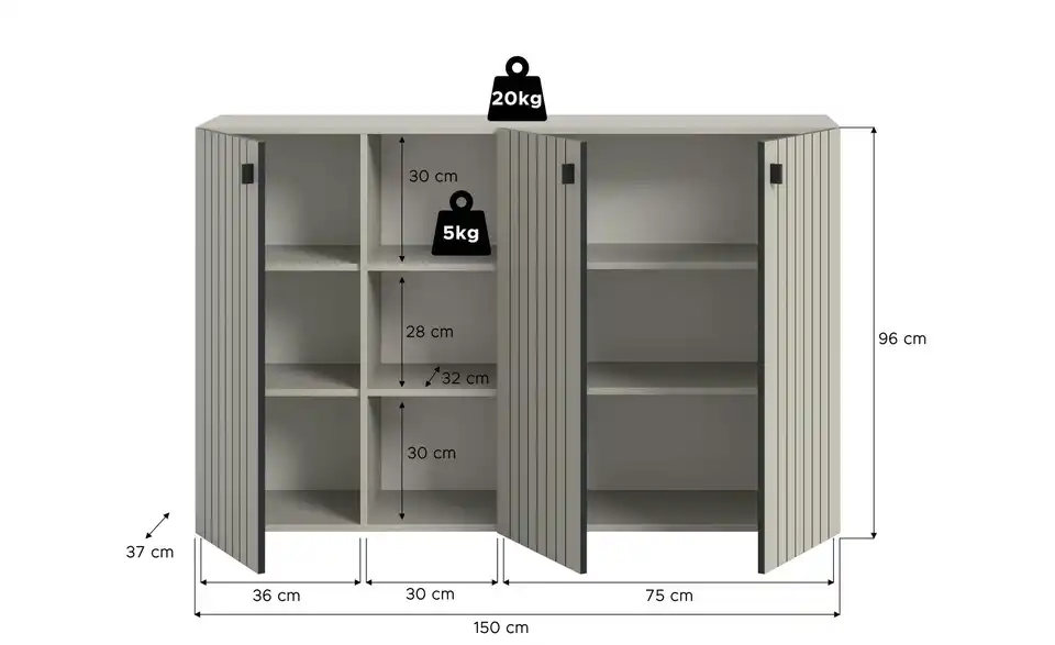 Schuhkommode, Bemaßung