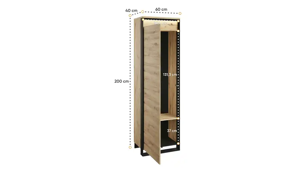 Garderobenschrank Garda, Bemaßung