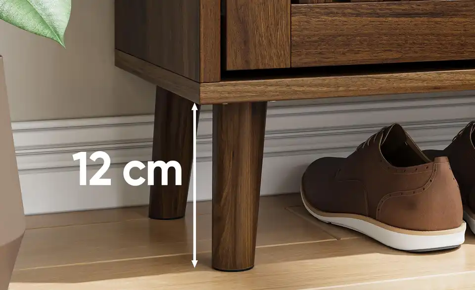Schuhschrank, Bild mit Text