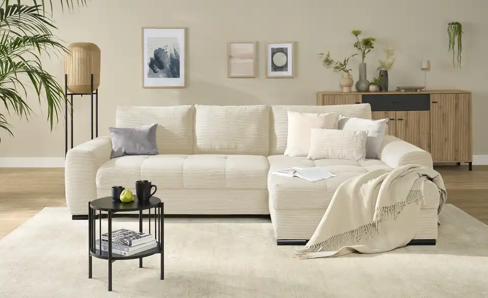 bobb Ecksofa Soumia in kuscheligem Cordstoff, Frontansicht