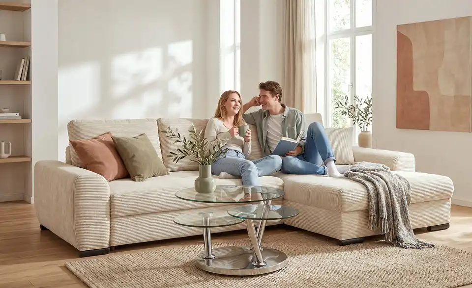 bobb Ecksofa Soumia in kuscheligem Cordstoff, in Wohnsituation