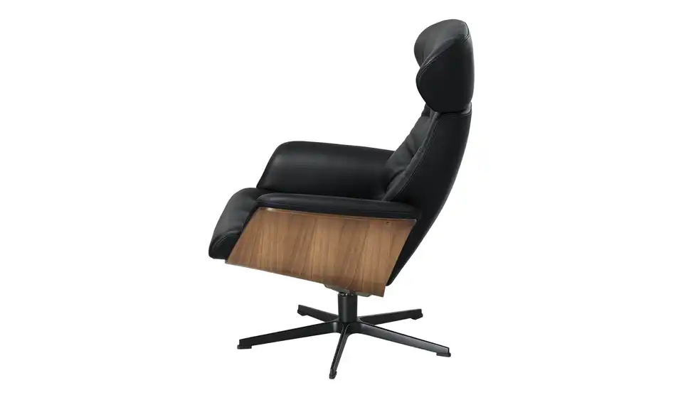 Sessel Timeout in Leder mit Knopfnaht, Profilansicht