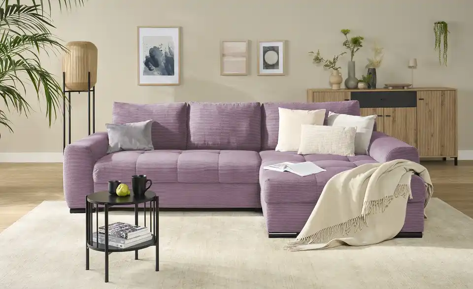 bobb Ecksofa Soumia in kuscheligem Cordstoff, Frontansicht