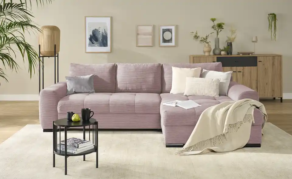 bobb Ecksofa Soumia in kuscheligem Cordstoff, Frontansicht