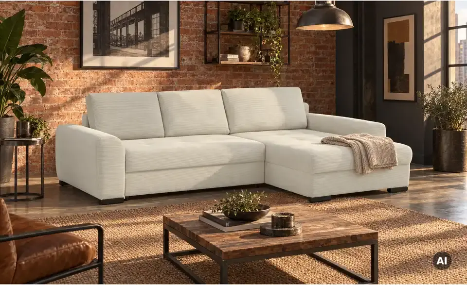 bobb Ecksofa Soumia in kuscheligem Cordstoff, in Wohnsituation
