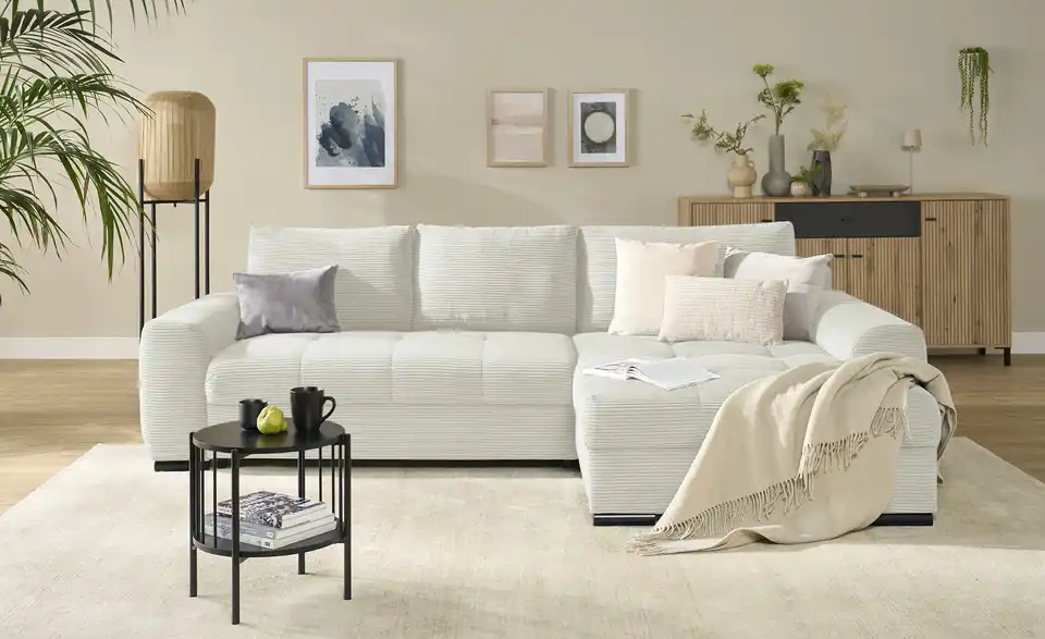 bobb Ecksofa Soumia in kuscheligem Cordstoff, Frontansicht