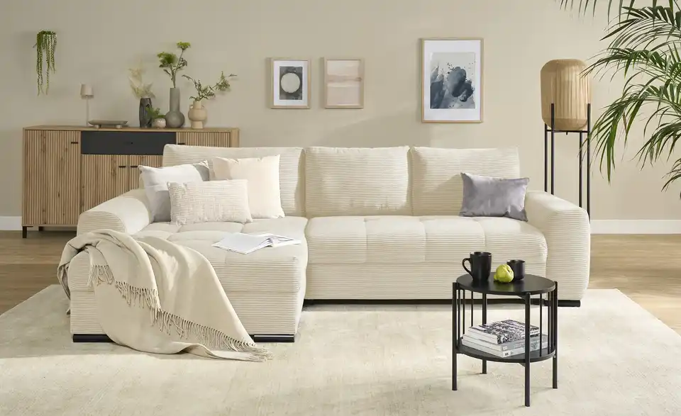 bobb Ecksofa Soumia in kuscheligem Cordstoff, Frontansicht