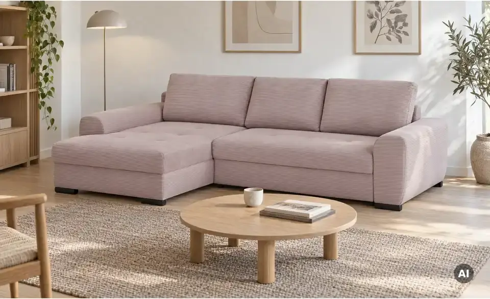bobb Ecksofa Soumia in kuscheligem Cordstoff, in Wohnsituation