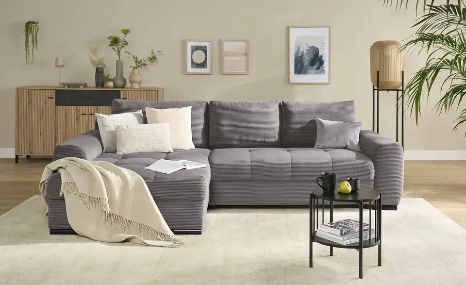 bobb Ecksofa Soumia in kuscheligem Cordstoff, Frontansicht