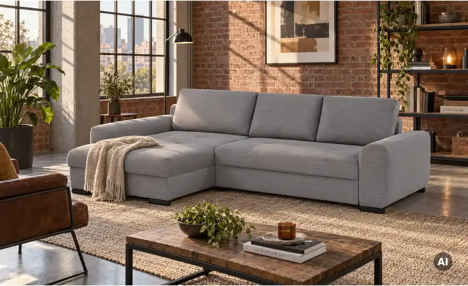 bobb Ecksofa Soumia in kuscheligem Cordstoff, in Wohnsituation