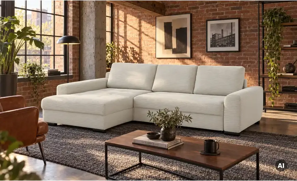 bobb Ecksofa Soumia in kuscheligem Cordstoff, in Wohnsituation