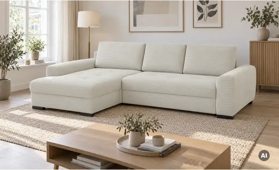 bobb Ecksofa Soumia in kuscheligem Cordstoff, in Wohnsituation