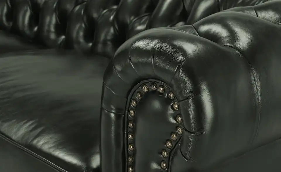 uno Ledersofa Chesterfield im Vintagelook, Detailansicht