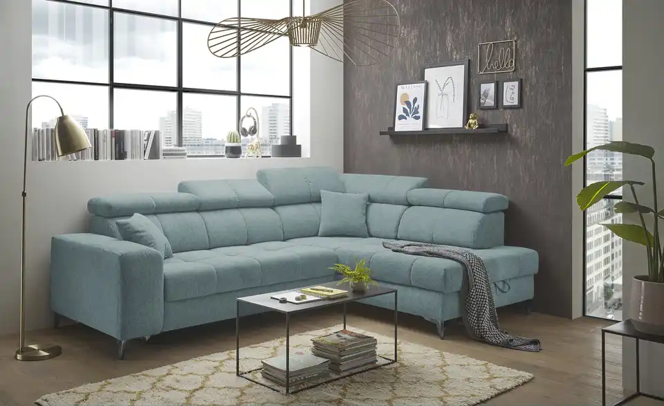 Ecksofa Sydney inklusive Stauraum, in Wohnsituation