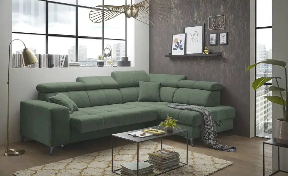 Ecksofa Sydney inklusive Stauraum, in Wohnsituation
