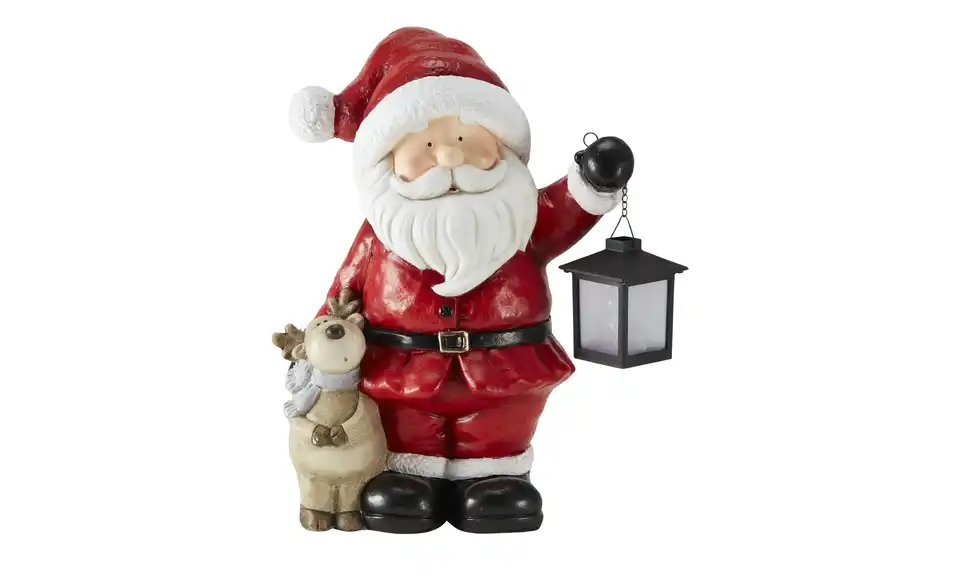 HOME STORY Deko Weihnachtsmann mit LED Laterne, Frontansicht