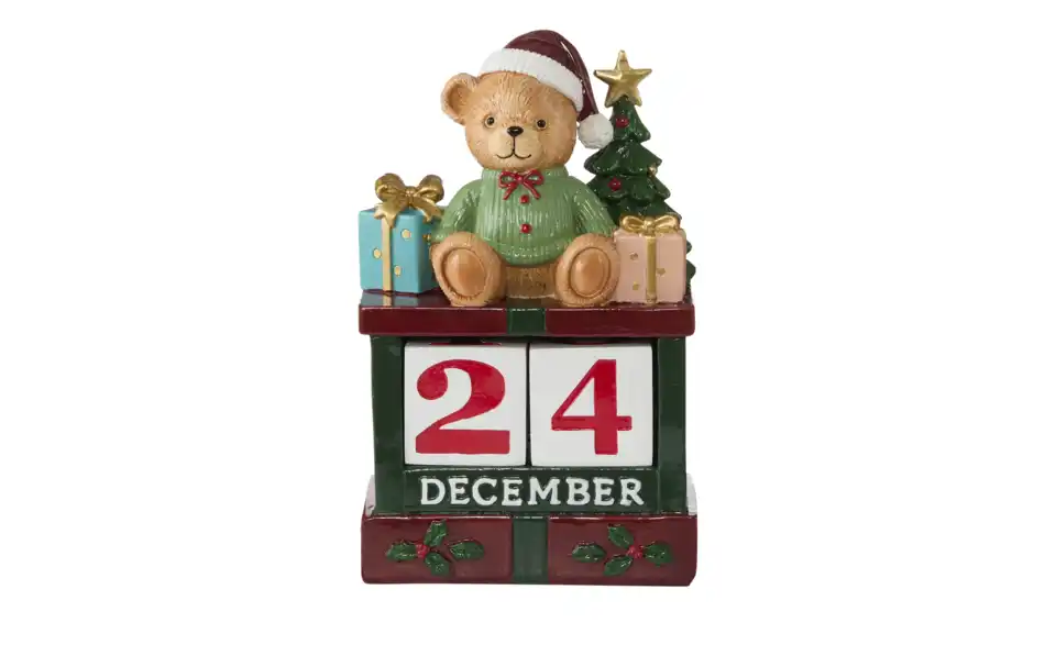 HOME STORY Bärenfigur mit Kalender, Frontansicht