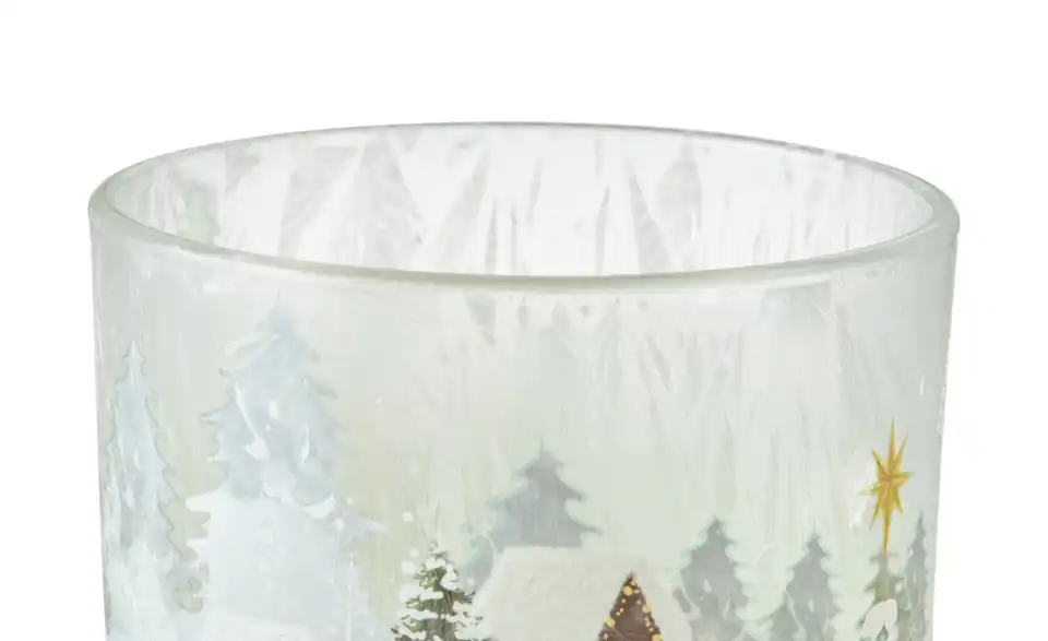 HOME STORY Teelichtglas Winterlandschaft, Detailansicht