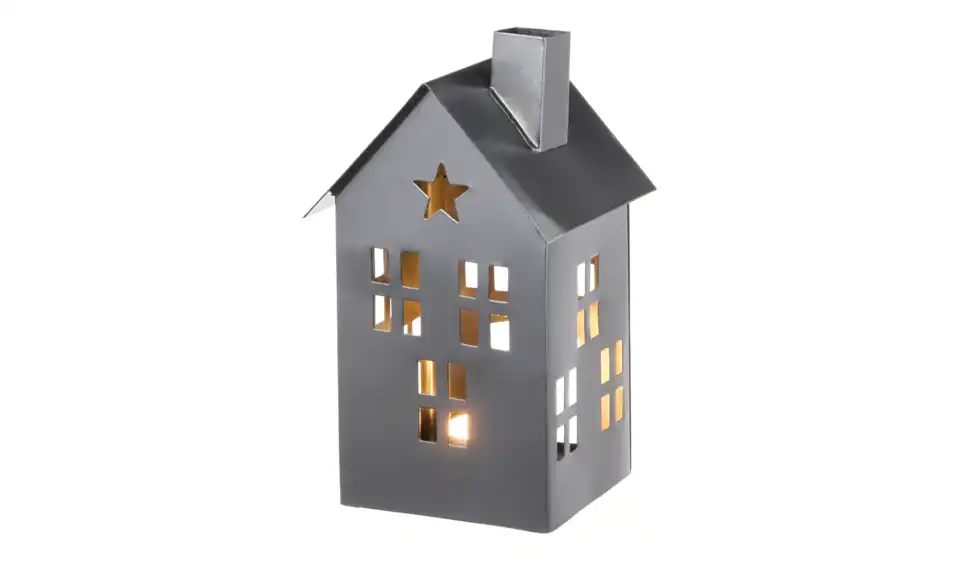 Windlicht Haus, Beleuchtet