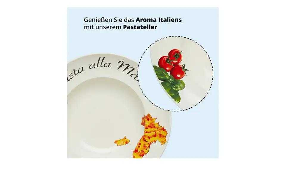 Peill+Putzler Pastateller, Bild mit Text