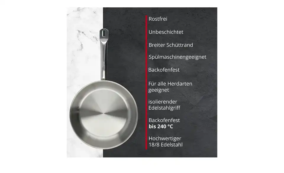 Meisterkoch Edelstahlpfanne tief Ø 28 cm CELSUS, Bild mit Text