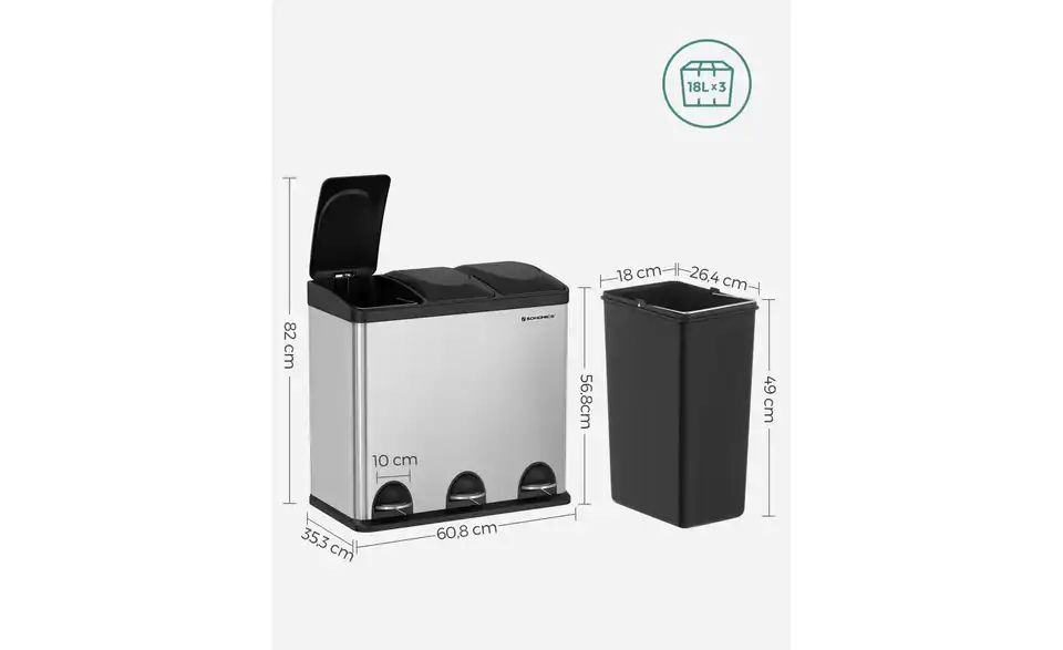 Mülleimer, Bemaßung