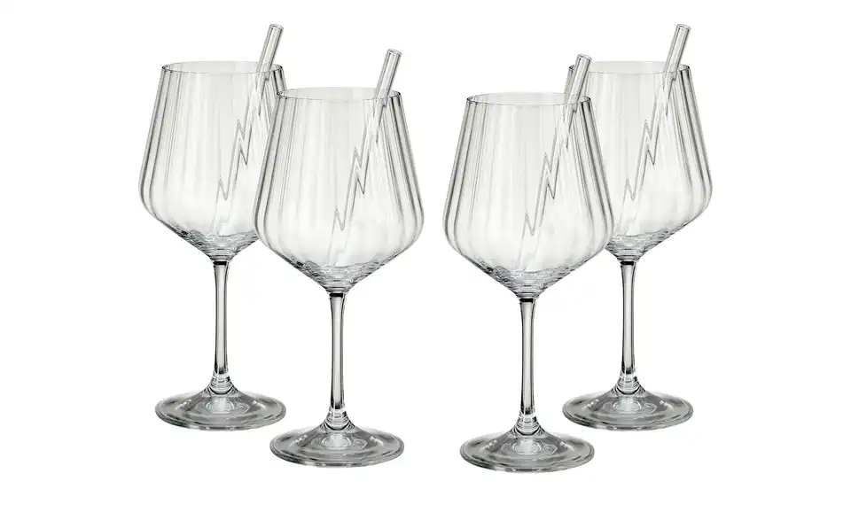 Nachtmann Gin & Tonic Gläser mit Glastrinkhalmen Tastes Good 4er Set, in Wohnsituation
