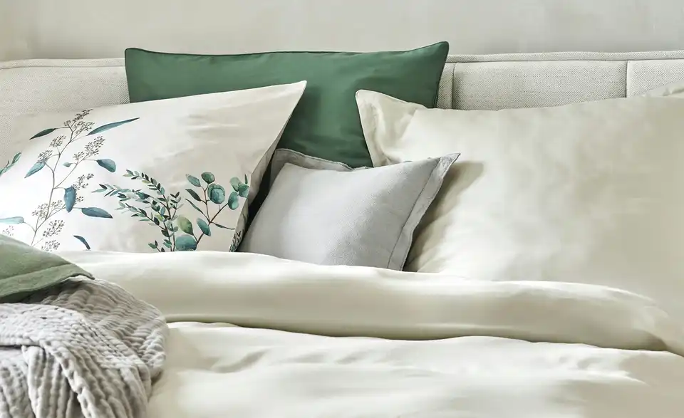 Como Green Satin Bettwäsche Eucalyptus, Detailansicht
