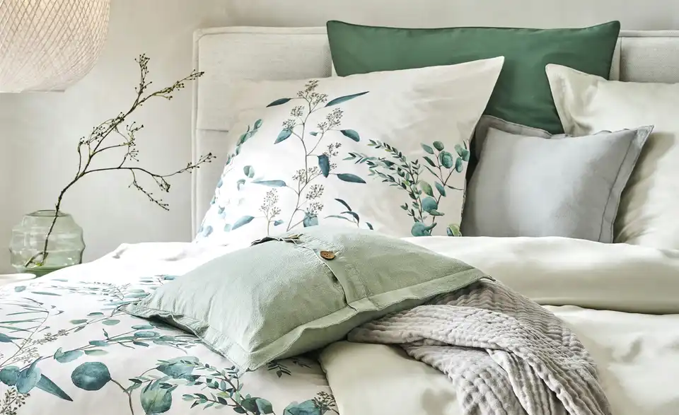 Como Green Satin Bettwäsche Eucalyptus, Detailansicht