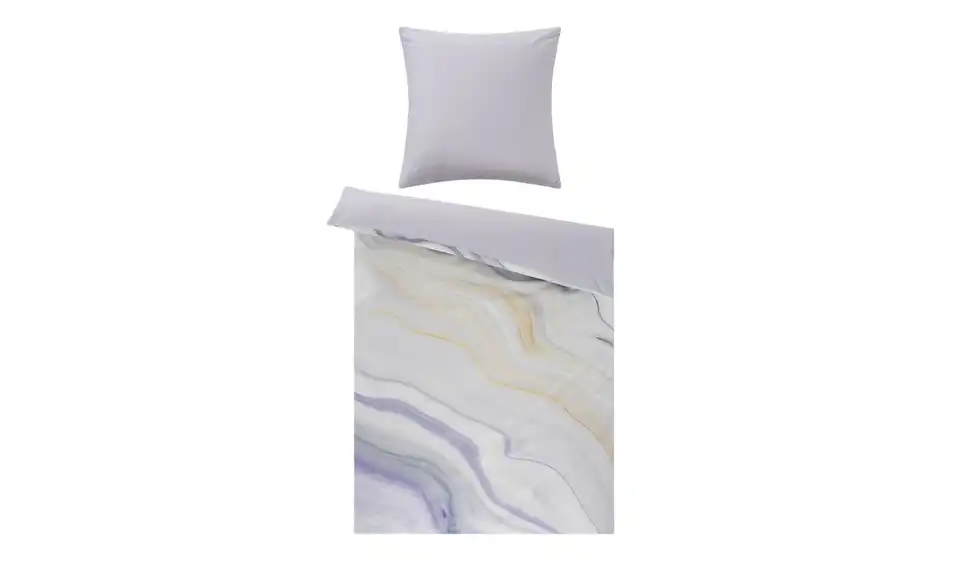 indigo Mako-Satin Wende-Bettwäsche Marble, Rückansicht