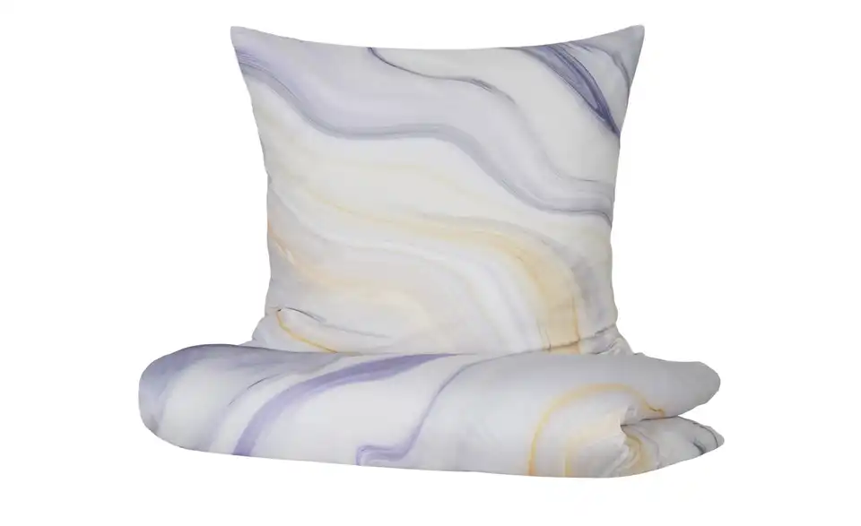 indigo Mako-Satin Wende-Bettwäsche Marble, Perspektive