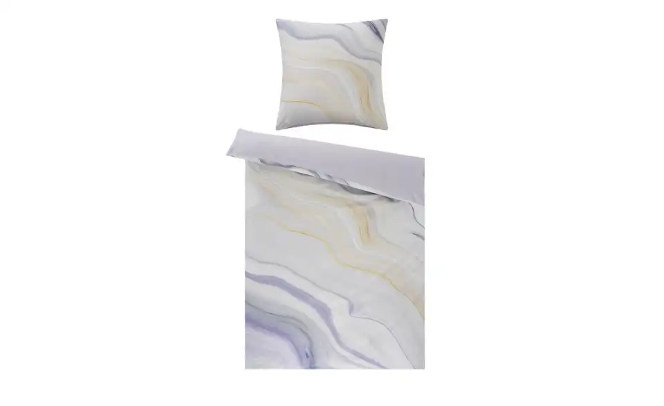 indigo Mako-Satin Wende-Bettwäsche Marble, Frontansicht