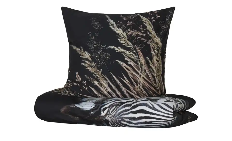 indigo Mako-Satin Wende-Bettwäsche Zebra Love, Perspektive