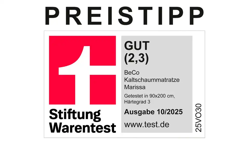 7-Zonen-Kaltschaummatratze Marissa, Qualitätssiegel