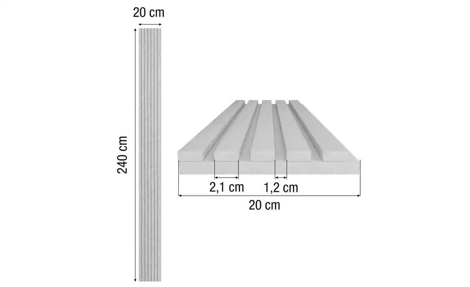 Mydeco Akustikpaneel, Bemaßung