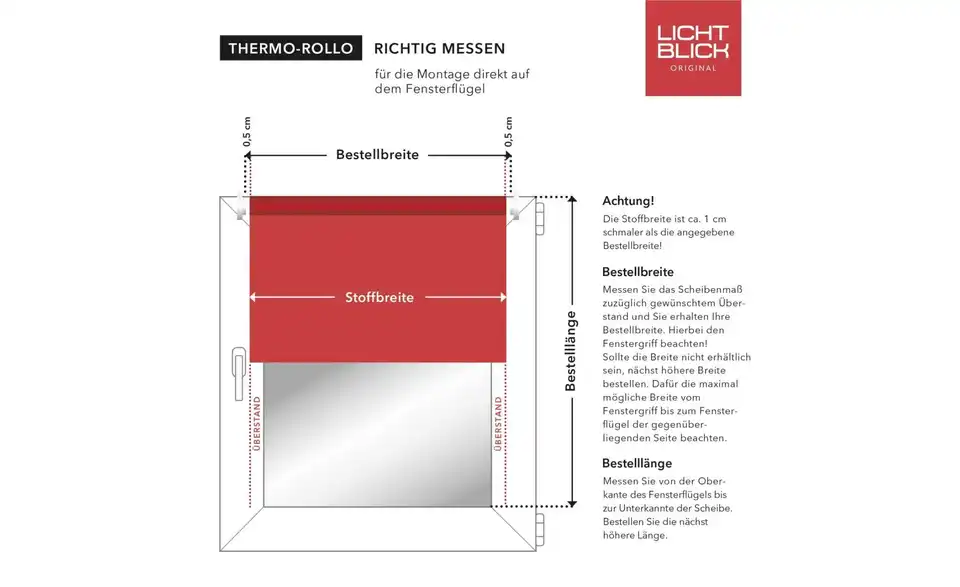 Lichtblick Thermo-Rollo Klemmfix, Bild mit Text