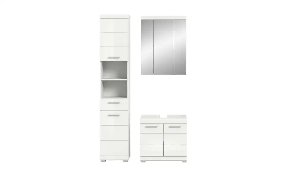 Badmöbel-Set SCHLOONSEE, 3 teilig, bestehend aus: Hochschrank, Waschbeckenunterschrank, Spiegelschrank Schloonsee