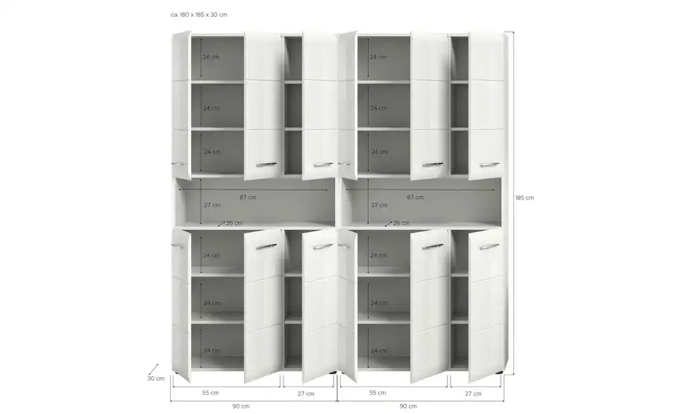 Badkombination, Bemaßung