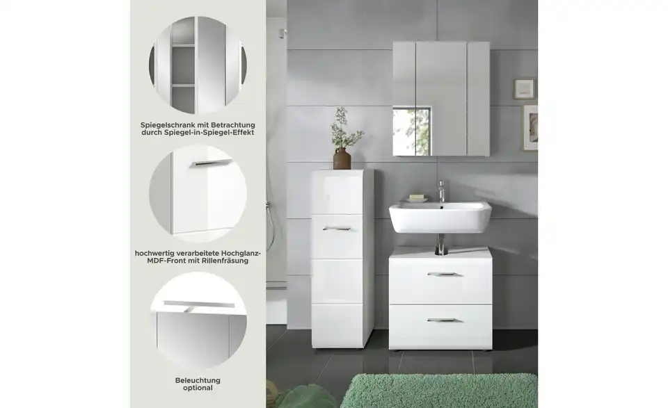 Badkombination, Bild mit Text