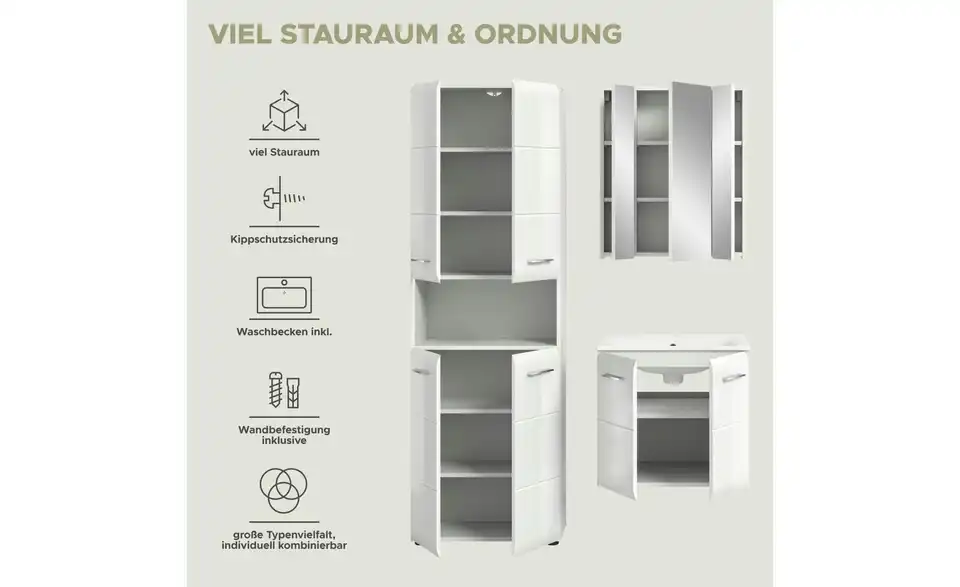 Badkombination, Bild mit Text