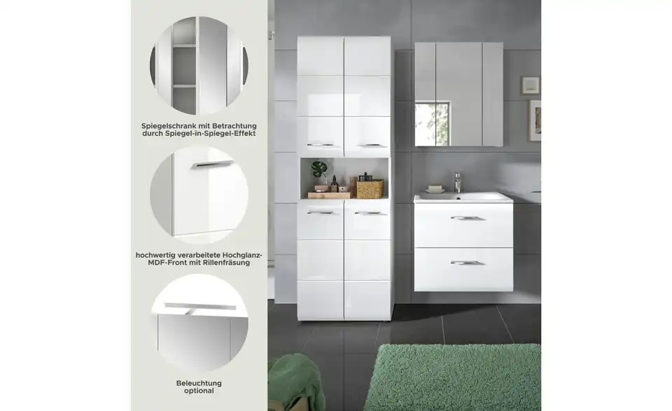 Badkombination, Bild mit Text