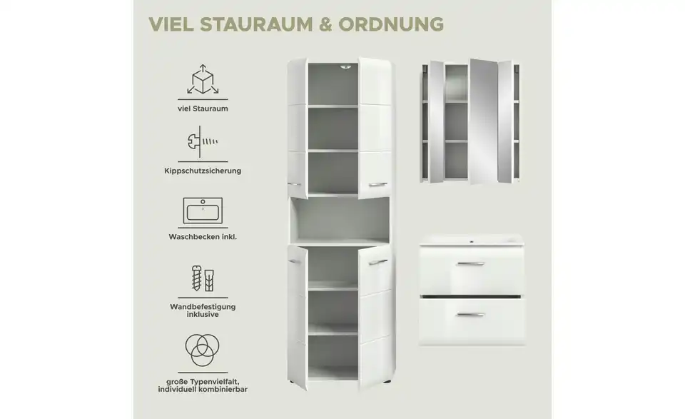 Badkombination, Bild mit Text