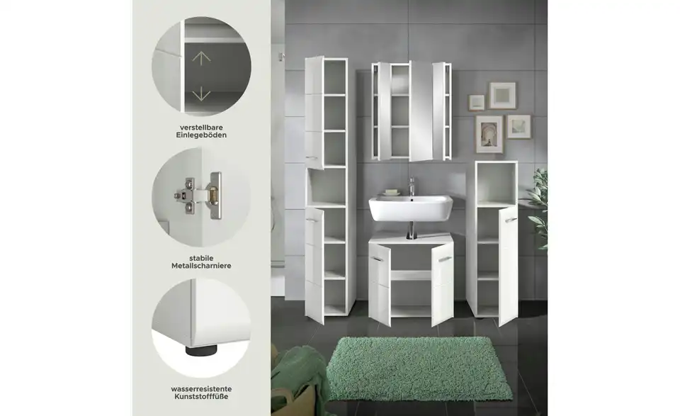 Badkombination, Bild mit Text