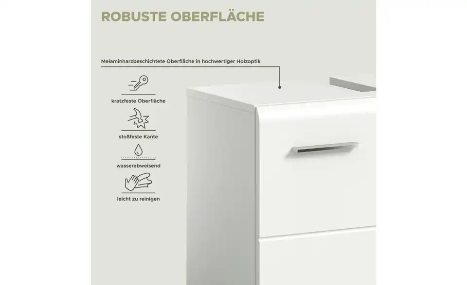 Badkombination, Bild mit Text