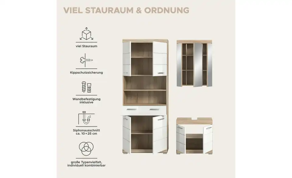 Badkombination, Bild mit Text