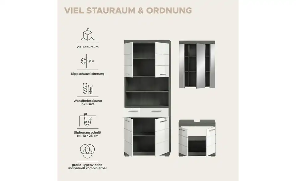 Badkombination, Bild mit Text