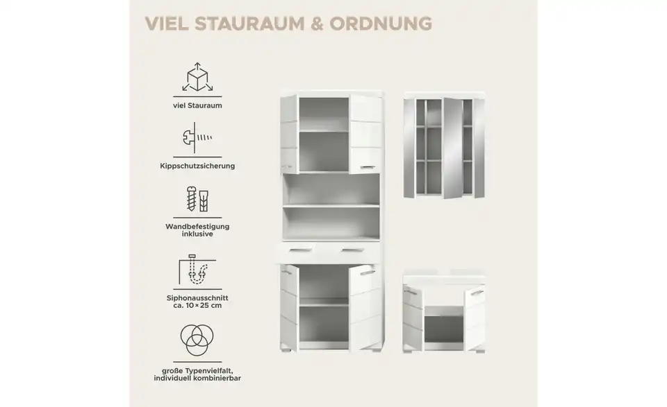 Badkombination, Bild mit Text