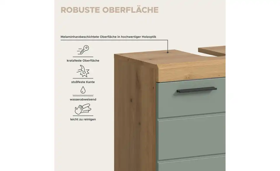 Badkombination, Bild mit Text